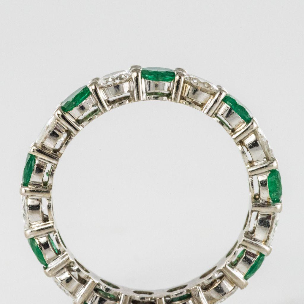 Emerald Diamond Gold Eternity Ring For Sale 1
