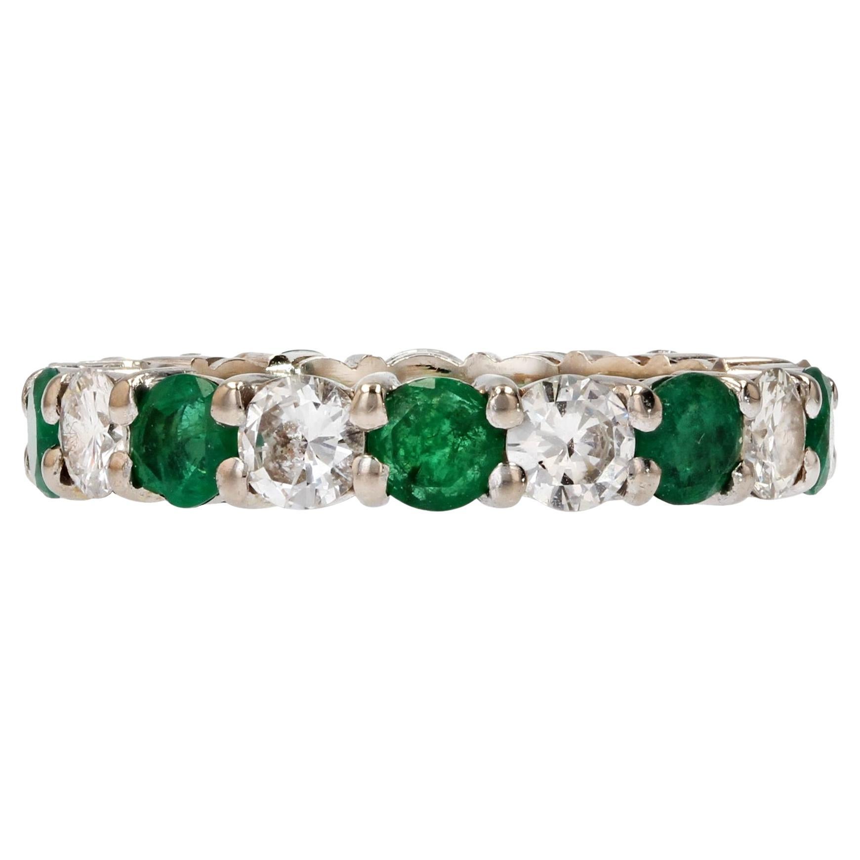 Emerald Diamond Gold Eternity Ring