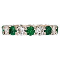 Vintage Emerald Diamond Gold Eternity Ring