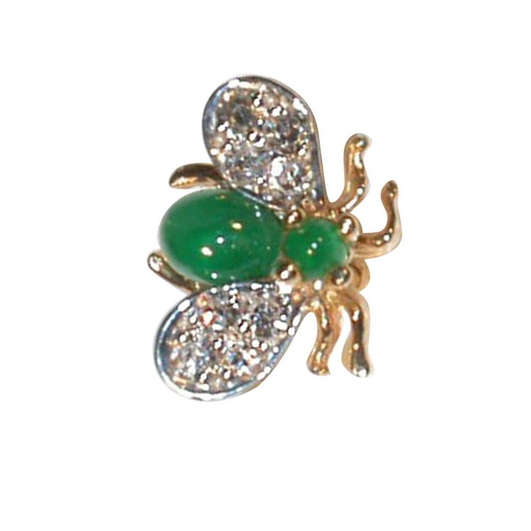 Contemporary Emerald Diamond Gold Fly Brooch Pin For Sale