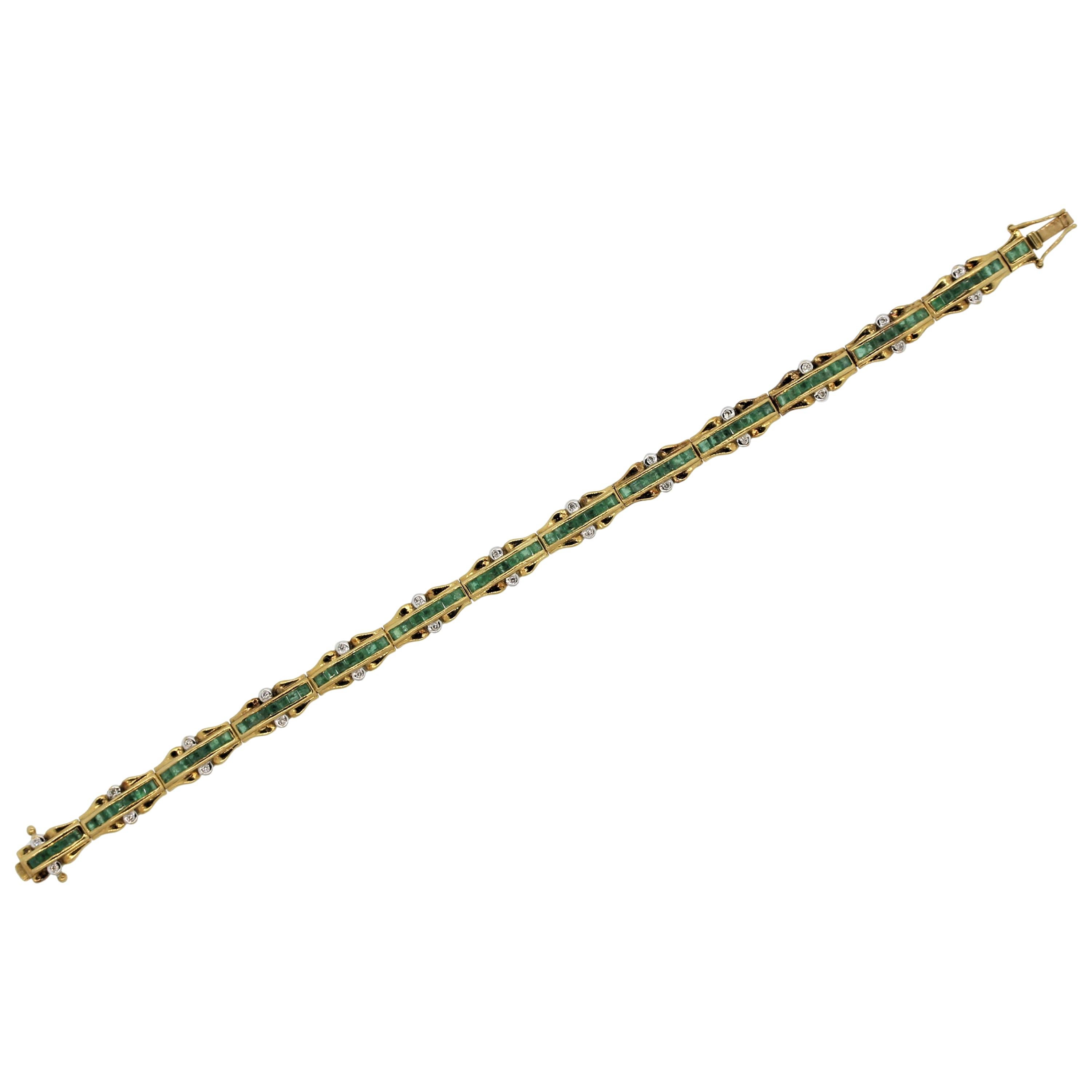 Hexagonal Diamond Gold Link Bracelet For Sale at 1stDibs