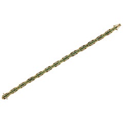 Emerald Diamond Gold Link Bracelet