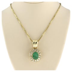 Emerald Diamond Gold Necklace Pendant