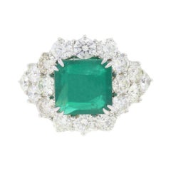 Vintage Emerald Diamond Gold Oz Ring