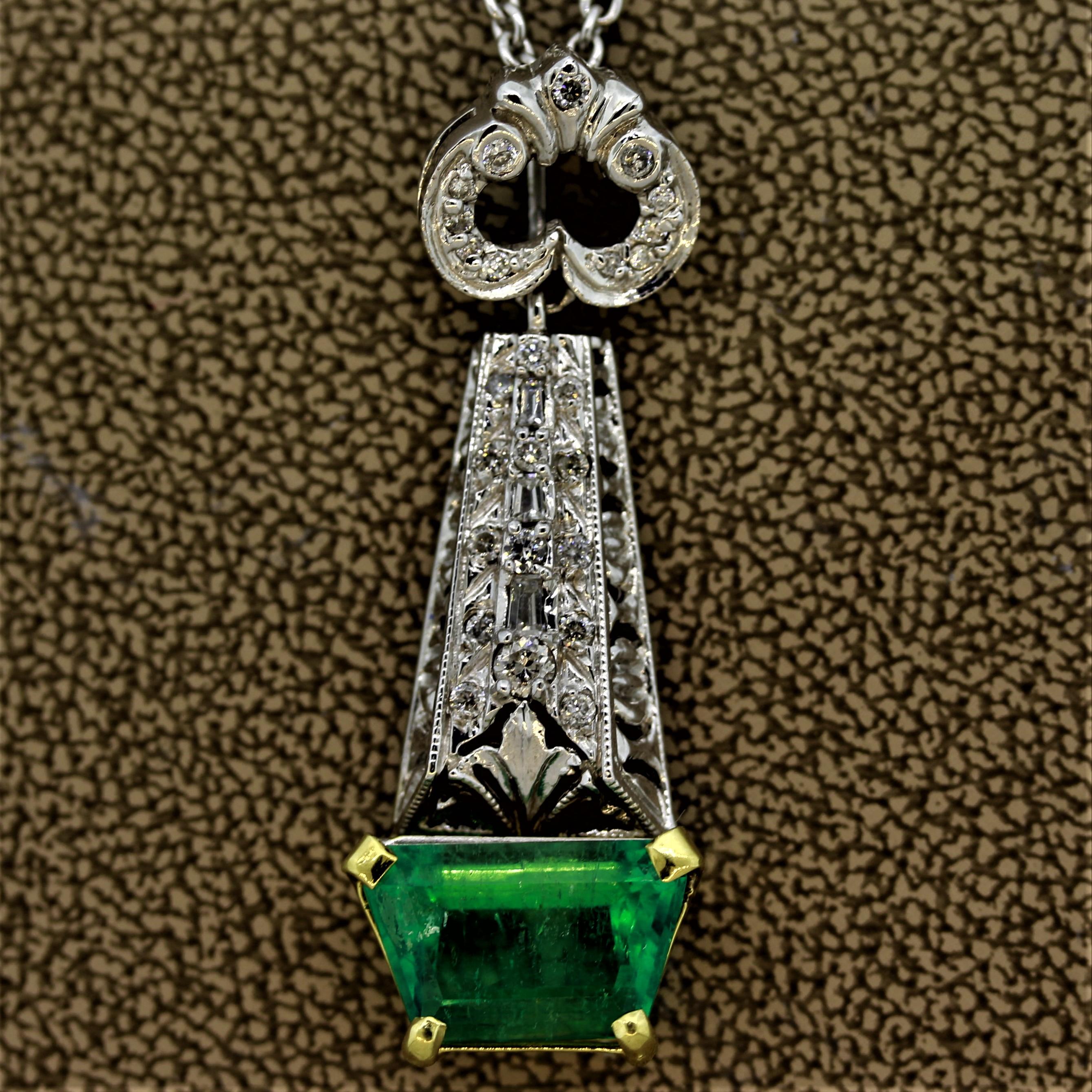 Women's Emerald Diamond Gold Pendant