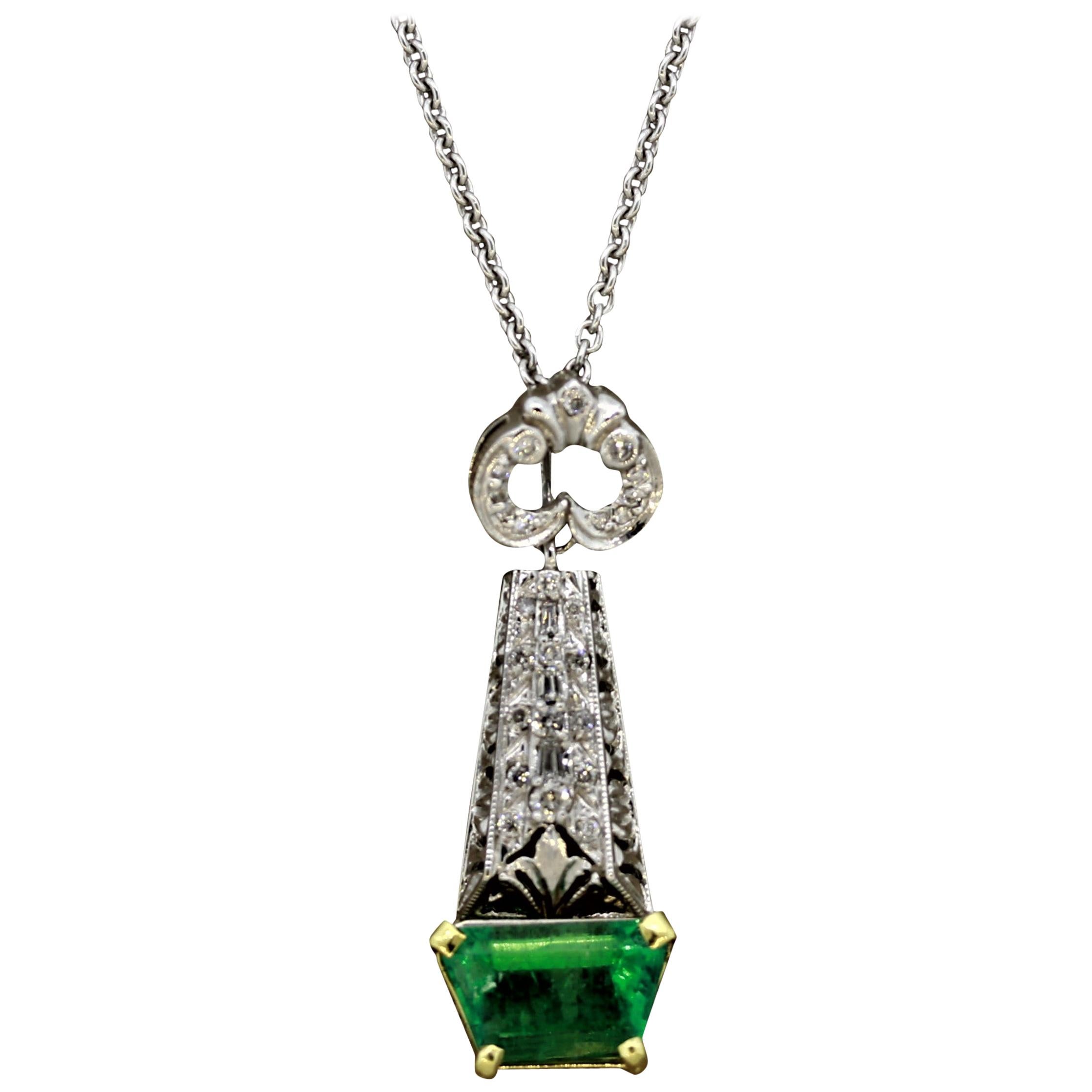 Emerald Diamond Gold Pendant