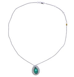 Emerald Diamond Gold Pendant Necklace