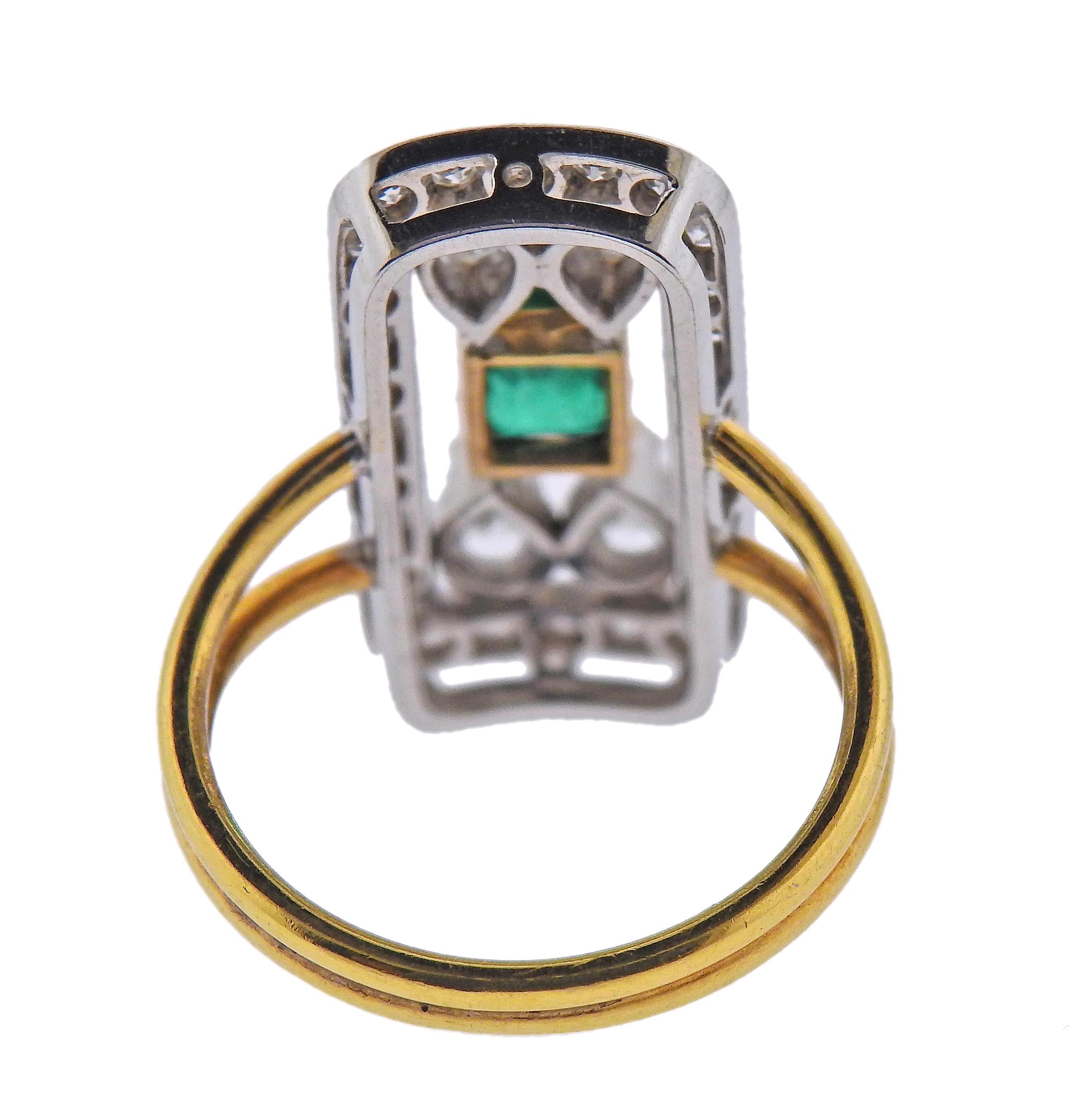 Round Cut Emerald Diamond Gold Ring