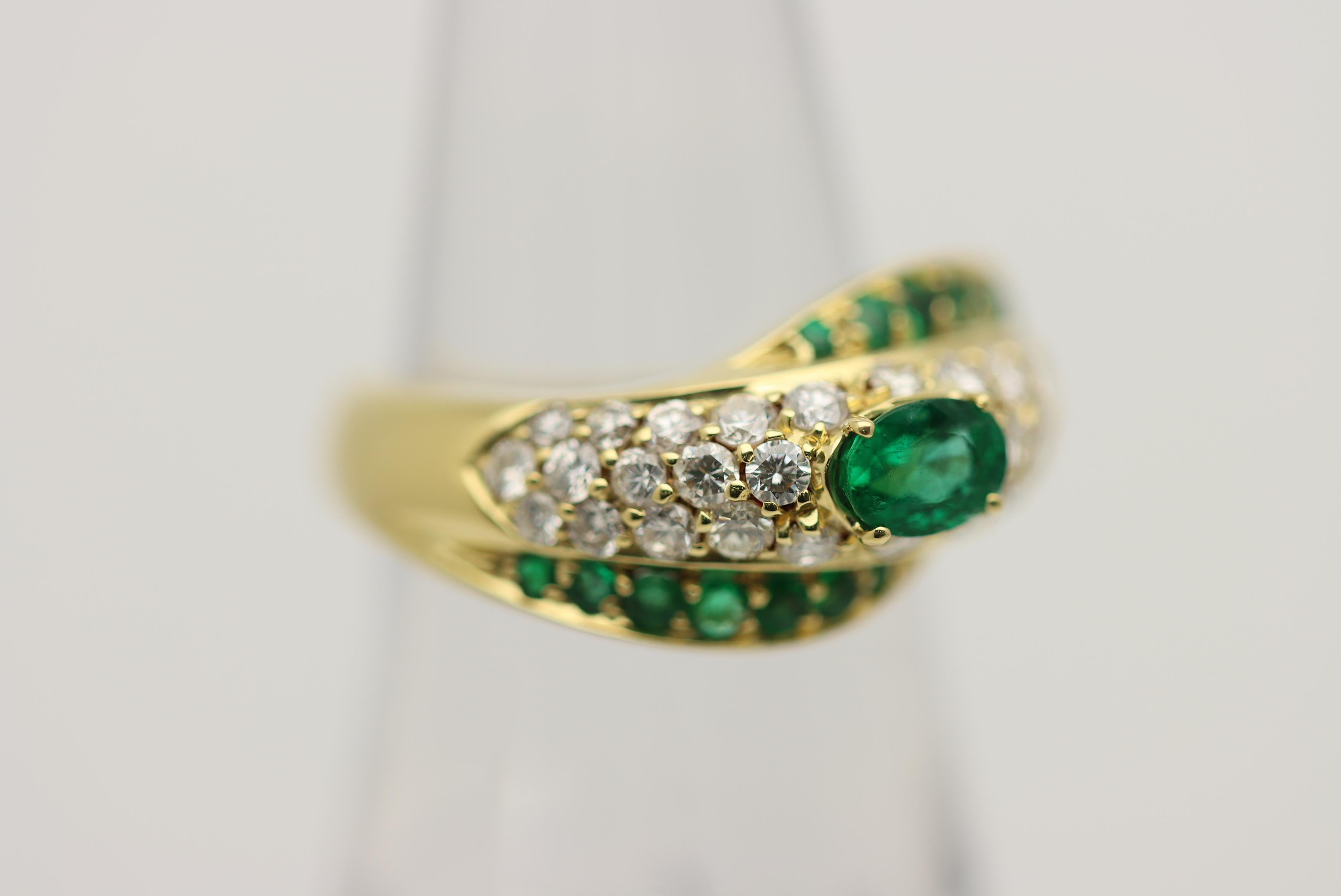 Oval Cut Emerald Diamond Gold Ring For Sale