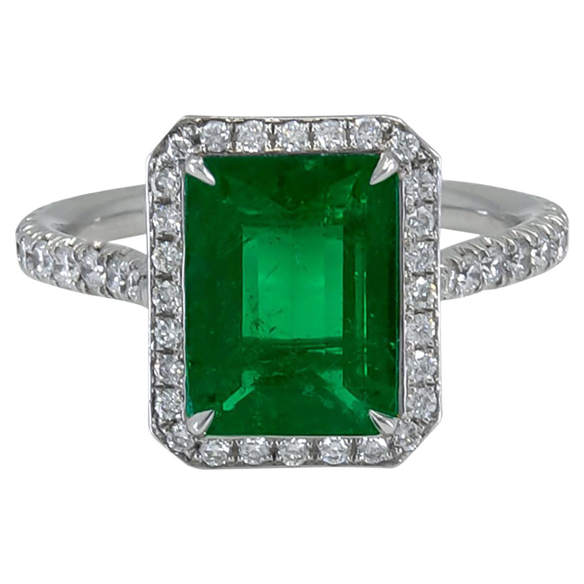 Spectra Fine Jewelry GRS Certified Colombian Emerald Diamond Cocktail Ring