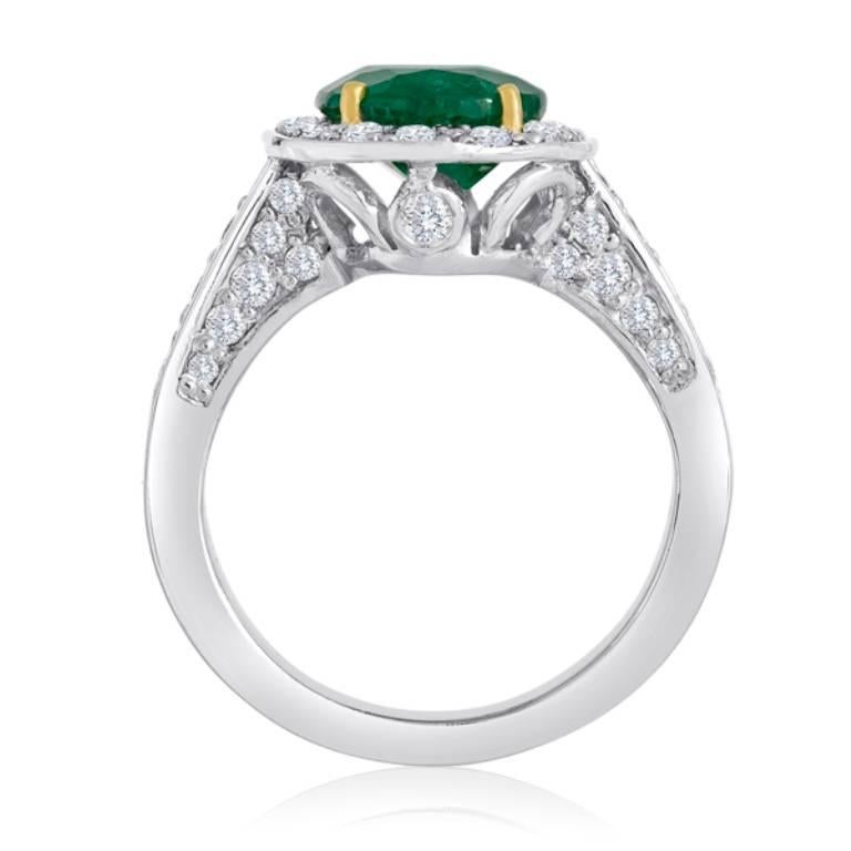 Women's Emerald Diamond Halo Platinum Ring