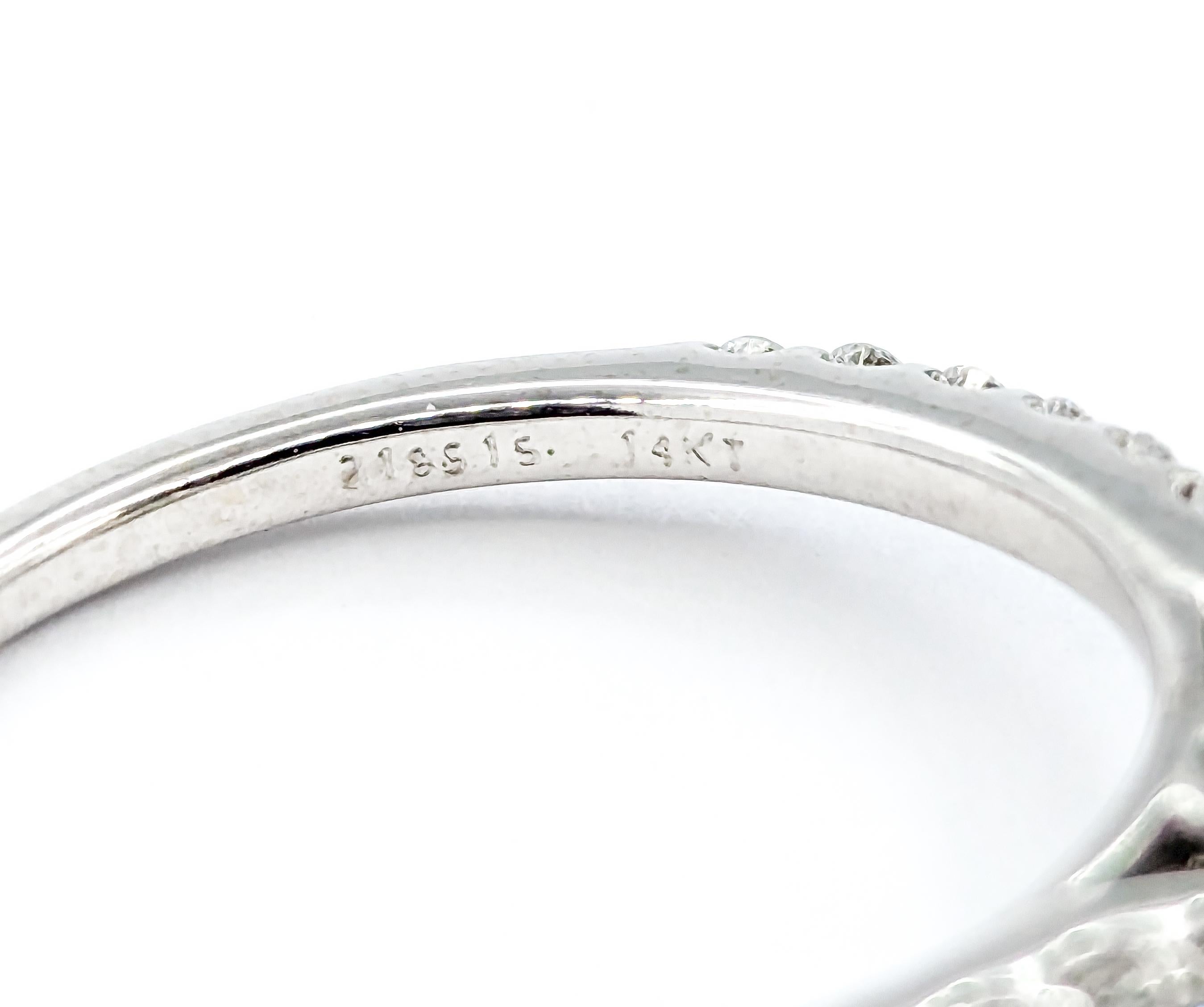 Emerald & Diamond Halo Ring in White Gold 2