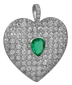Emerald Diamond Heart Pendant