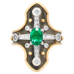Anello Heaume con smeraldo e diamante in oro 18k di Elie Top