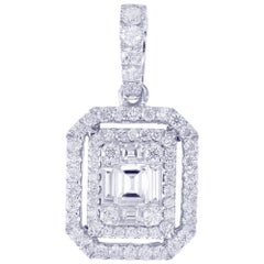 Emerald Diamond Illusion Chain Necklace in 18 Karat White Gold