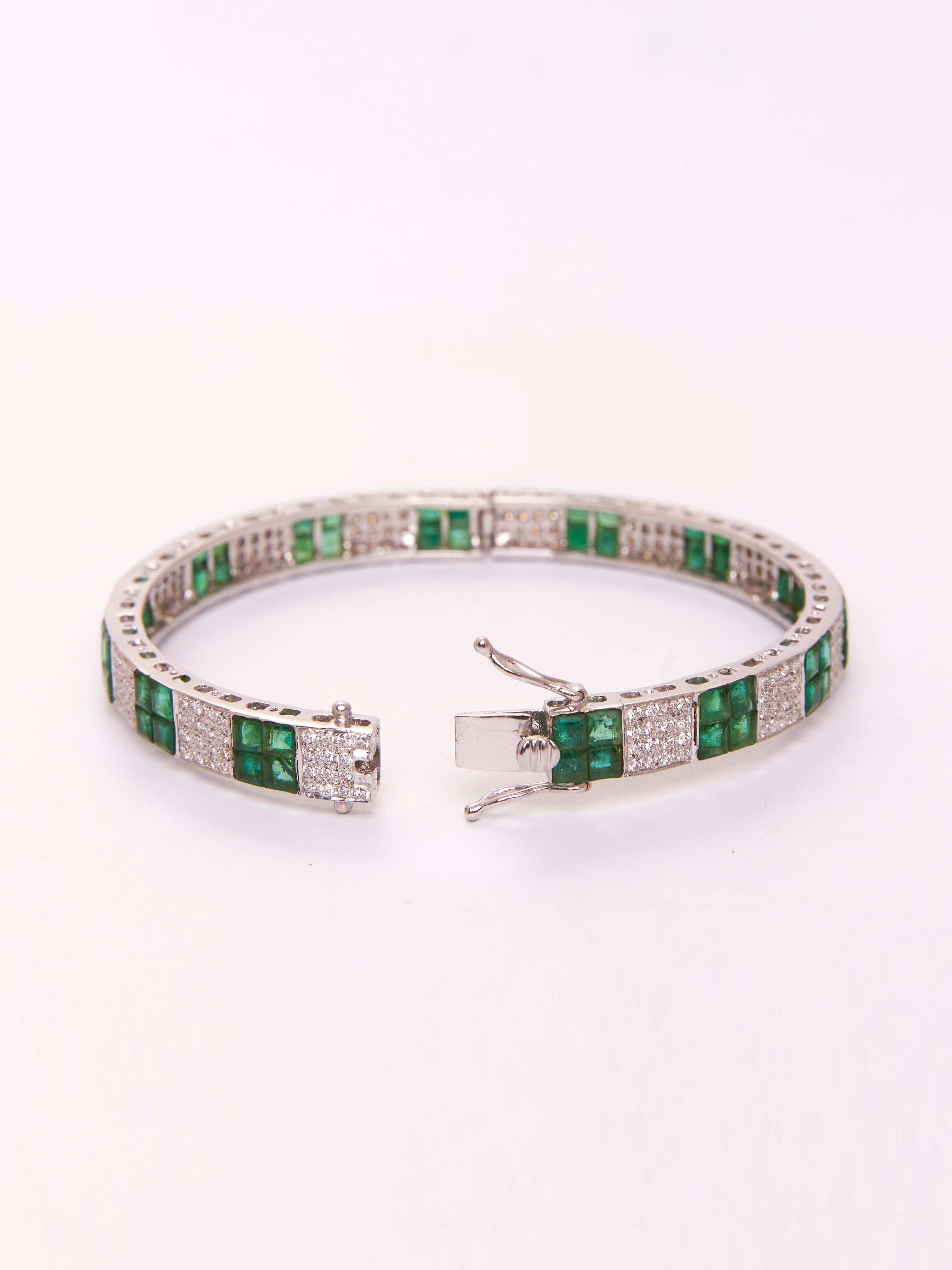 Emerald & Diamond in 14kt Gold Contemporáneo en venta