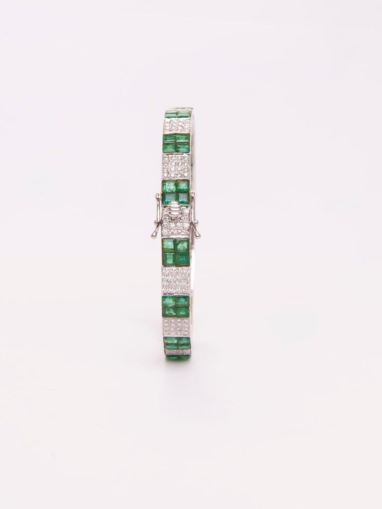 Emerald & Diamond in 14kt Gold Corte baguette en venta