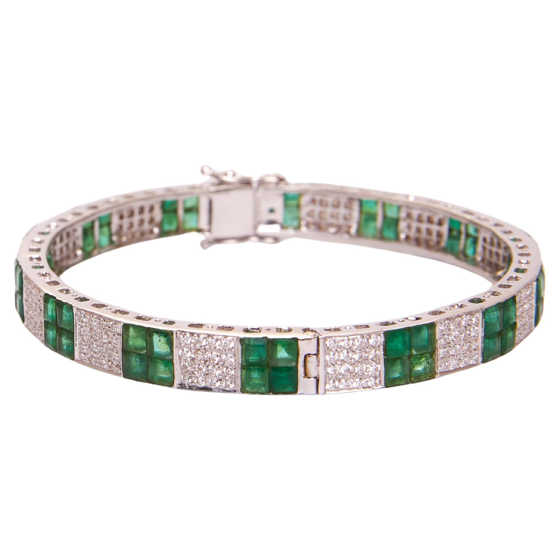 Emerald & Diamond in 14kt Gold en venta