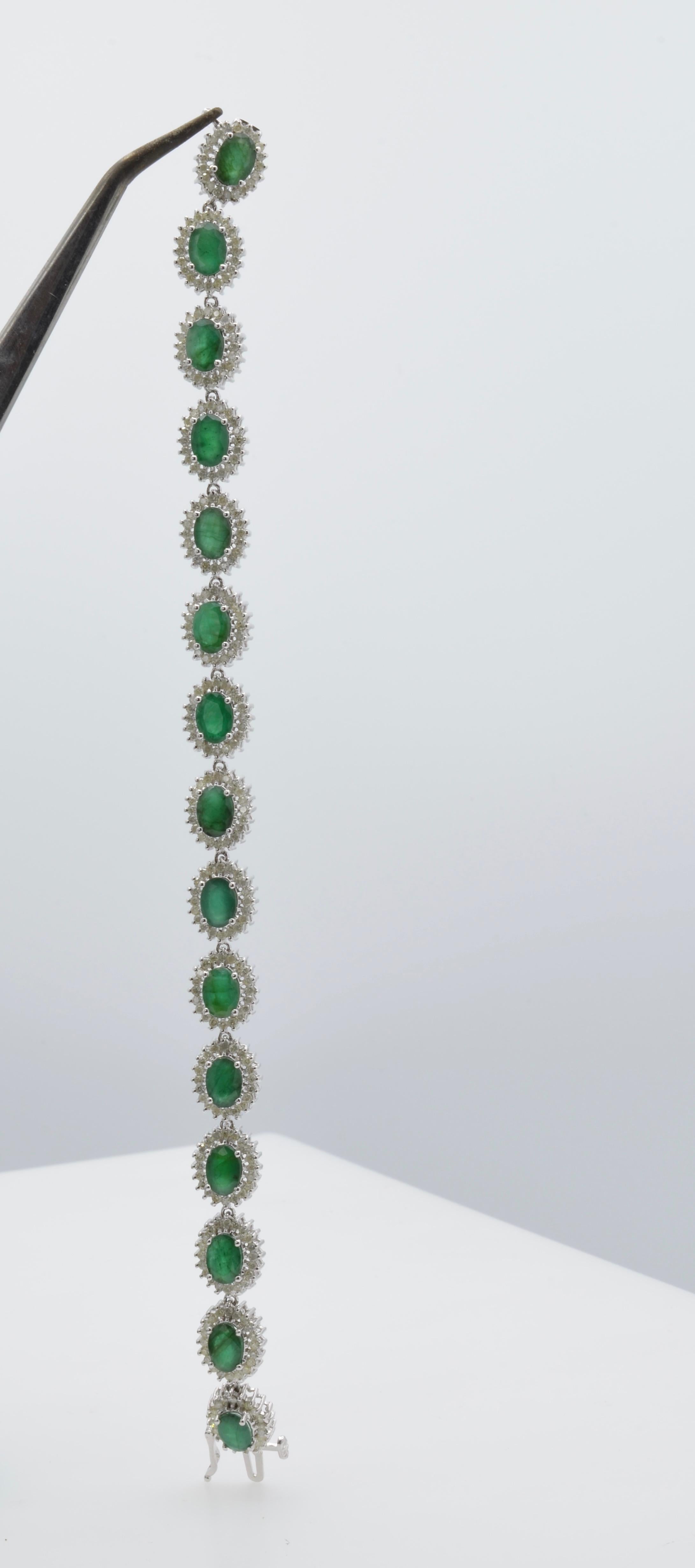 Emerald Diamond Lady Bracelet White Gold For Sale 4
