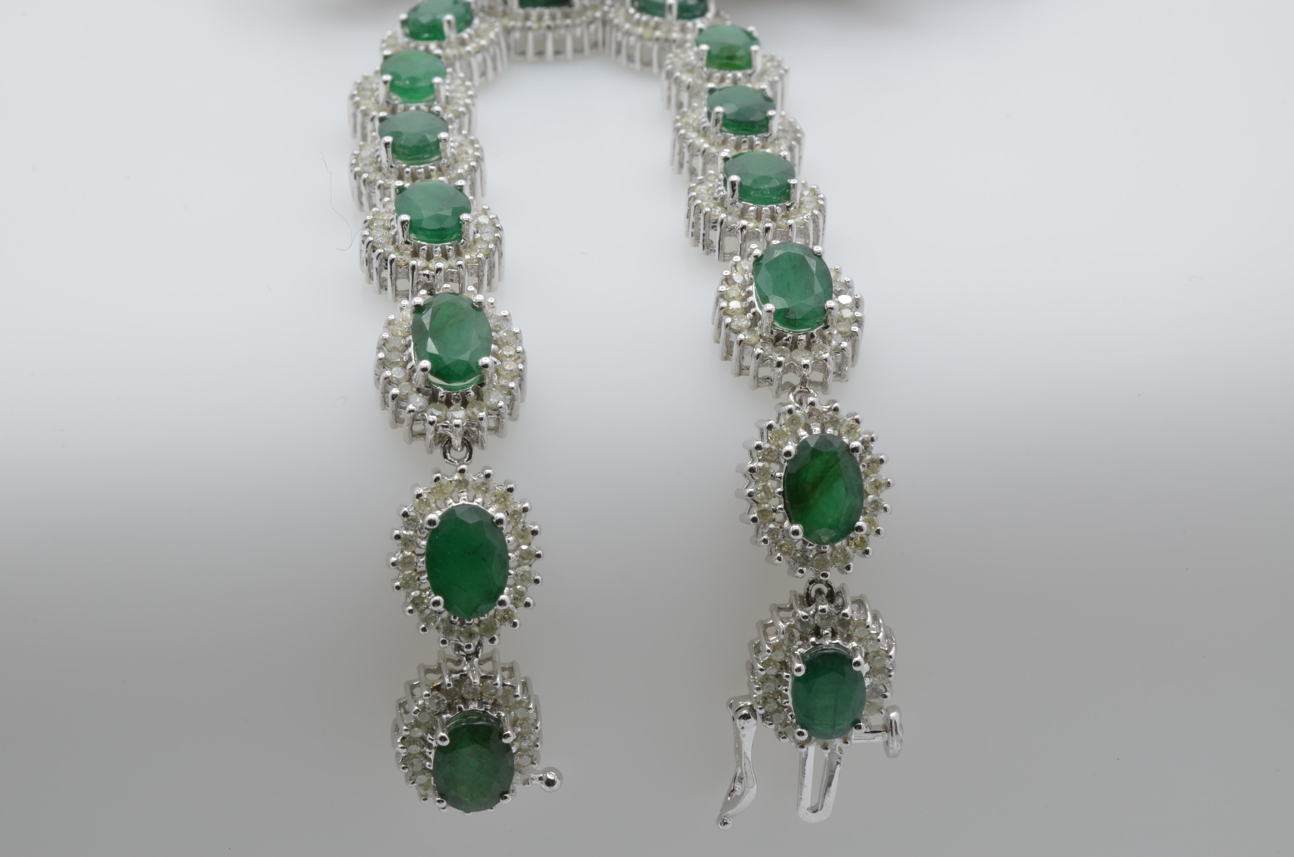 Emerald Diamond Lady Bracelet White Gold For Sale 1