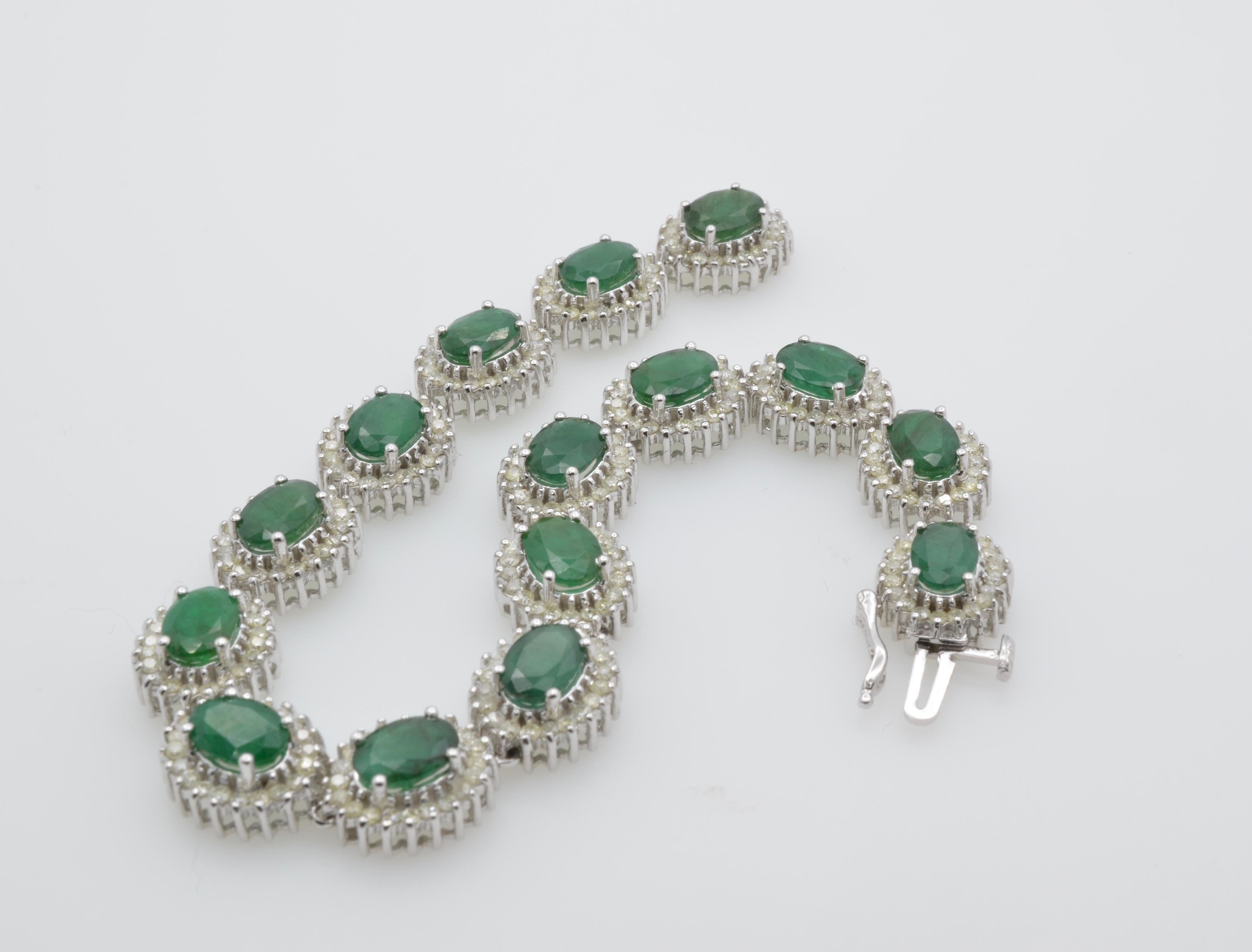 Emerald Diamond Lady Bracelet White Gold For Sale 2
