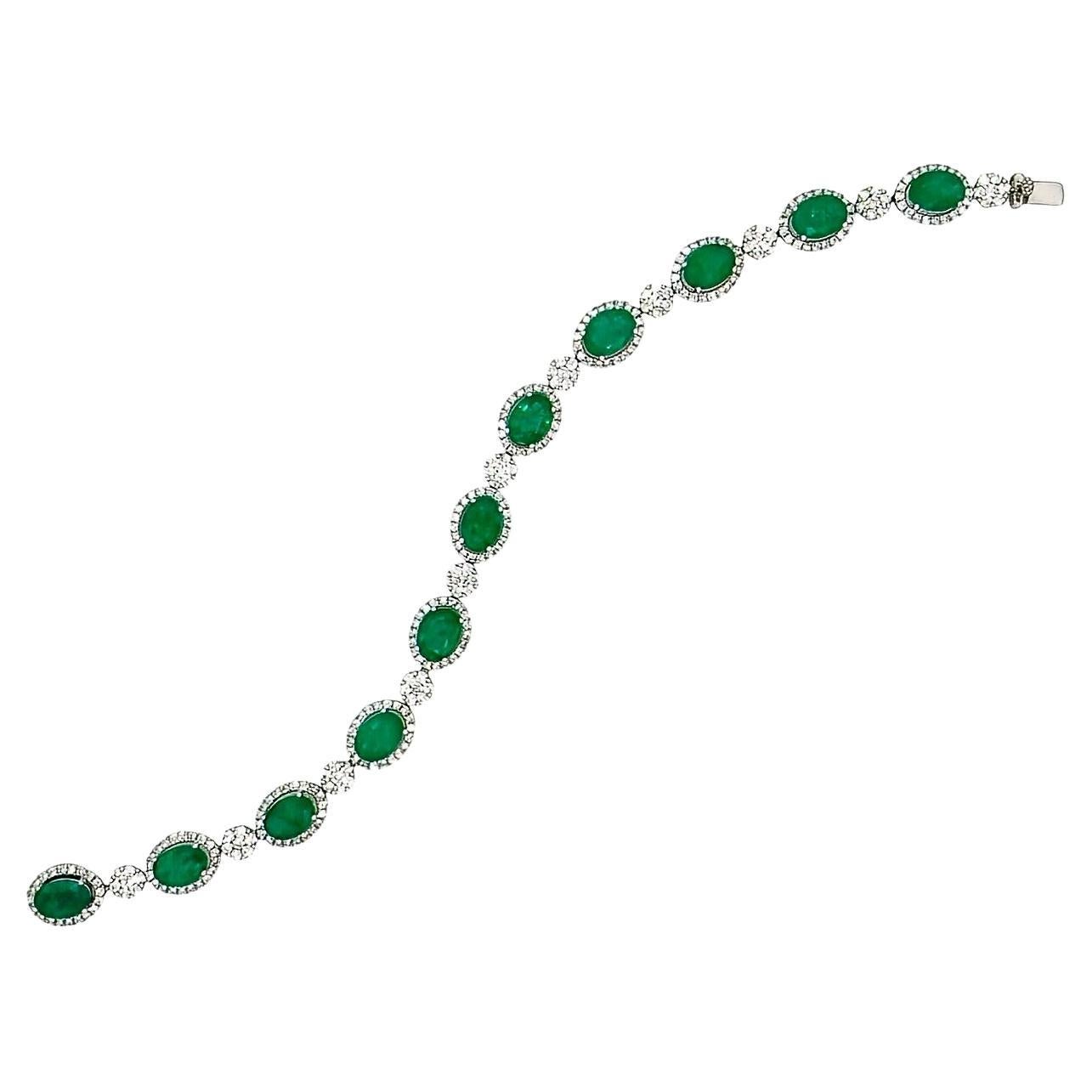 Emerald Diamond Line Bracelet For Sale