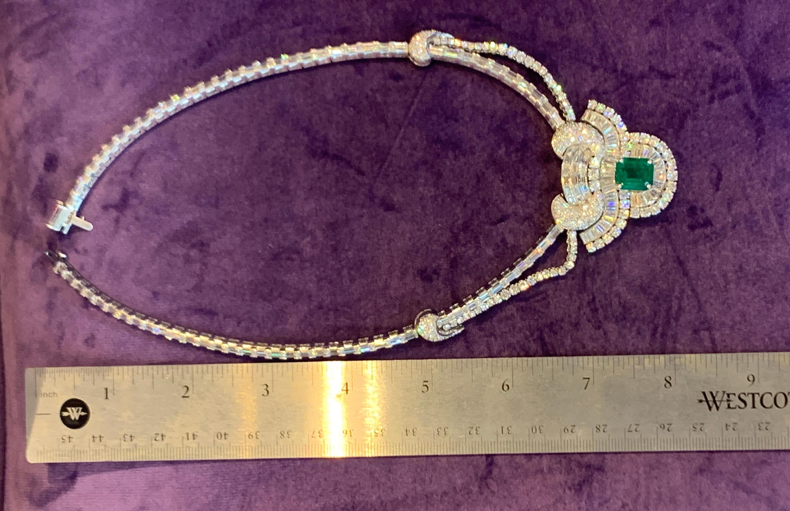 Emerald and Diamond Necklace In Excellent Condition For Sale In New York, NY