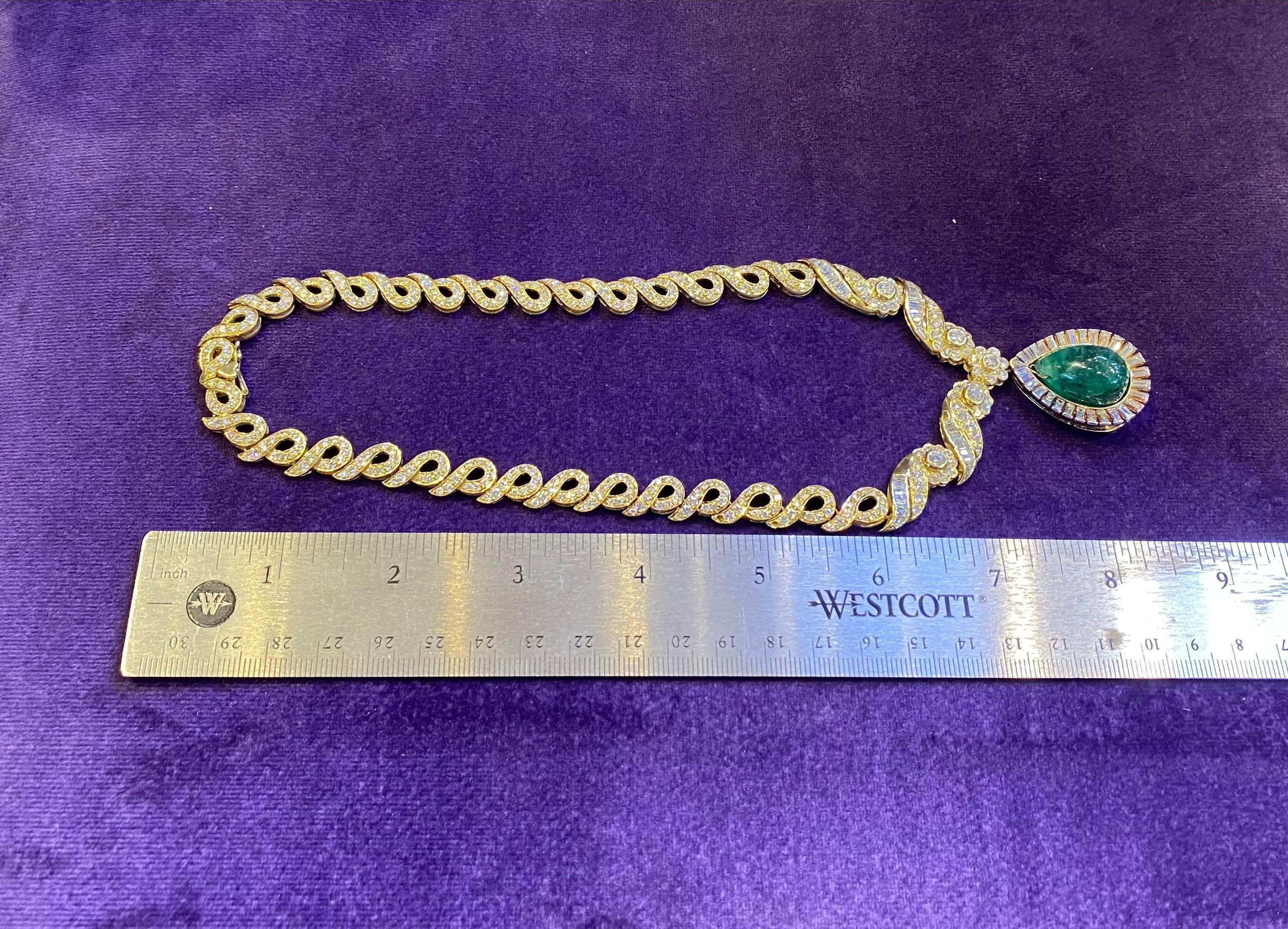 Women's Emerald & Diamond Necklace  For Sale