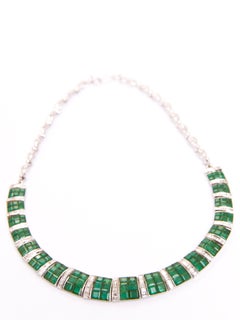Emerald & Diamond  Necklace in 14kt Gold