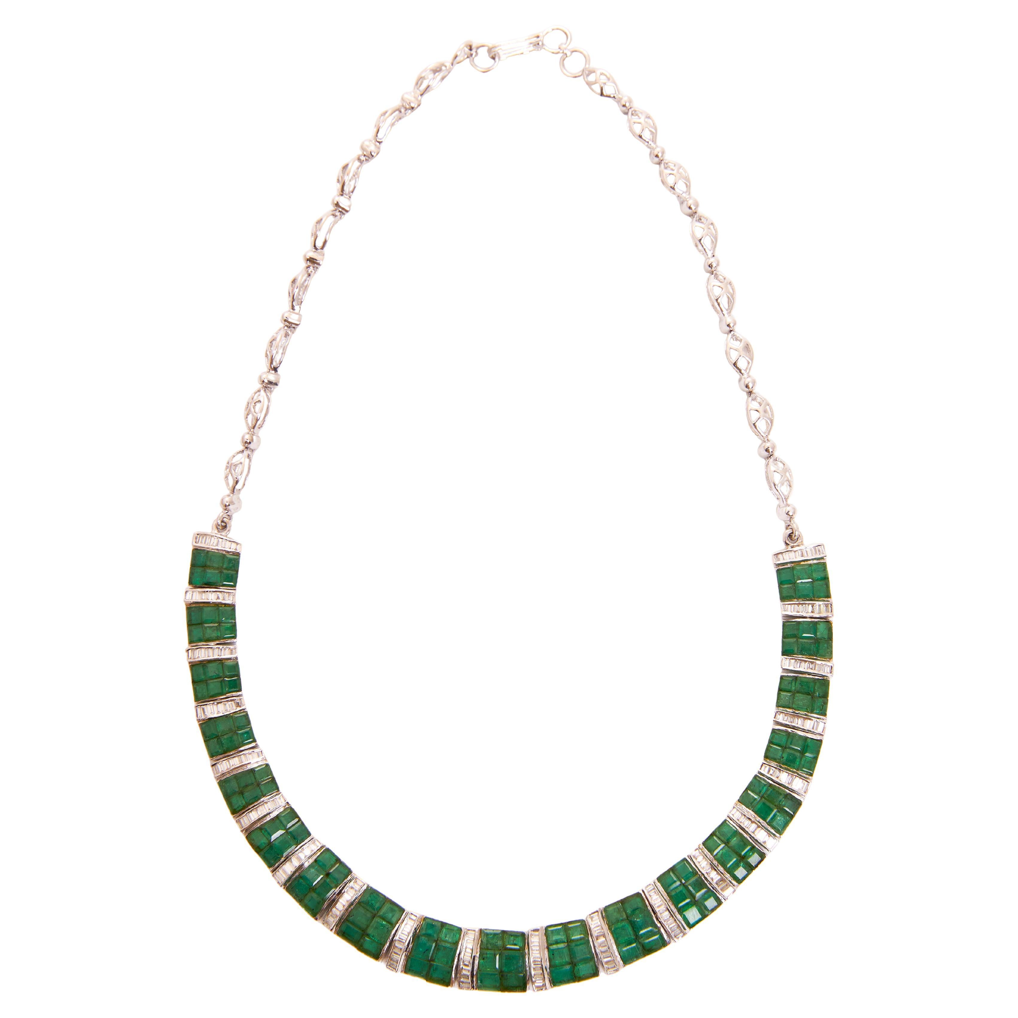 Emerald & Diamond  Necklace in 14kt Gold en venta