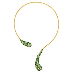 Emerald & Diamond Necklace in 18K Yellow Gold