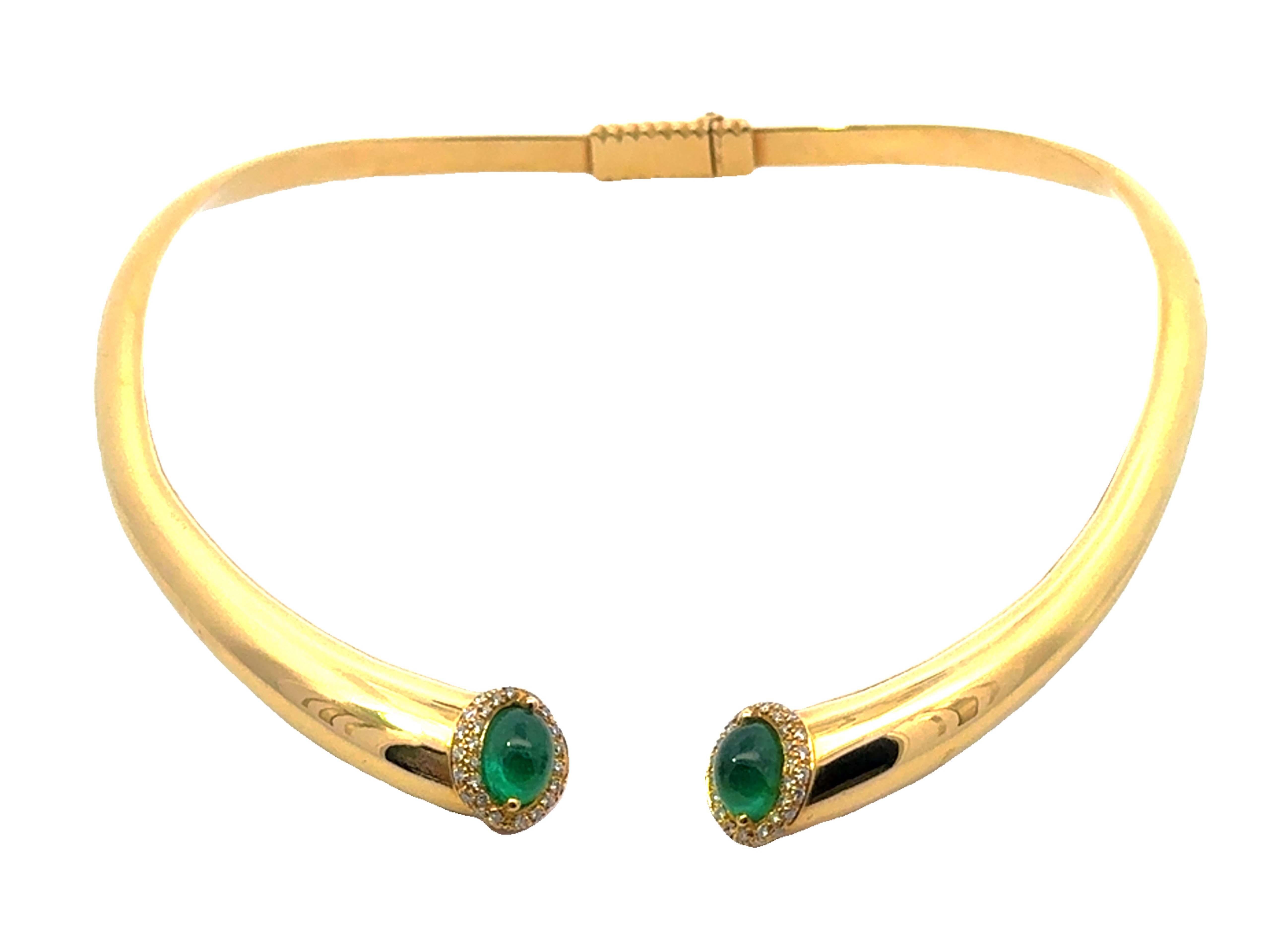Collana aperta con diamante smeraldo in oro giallo 18k Italia in vendita 2