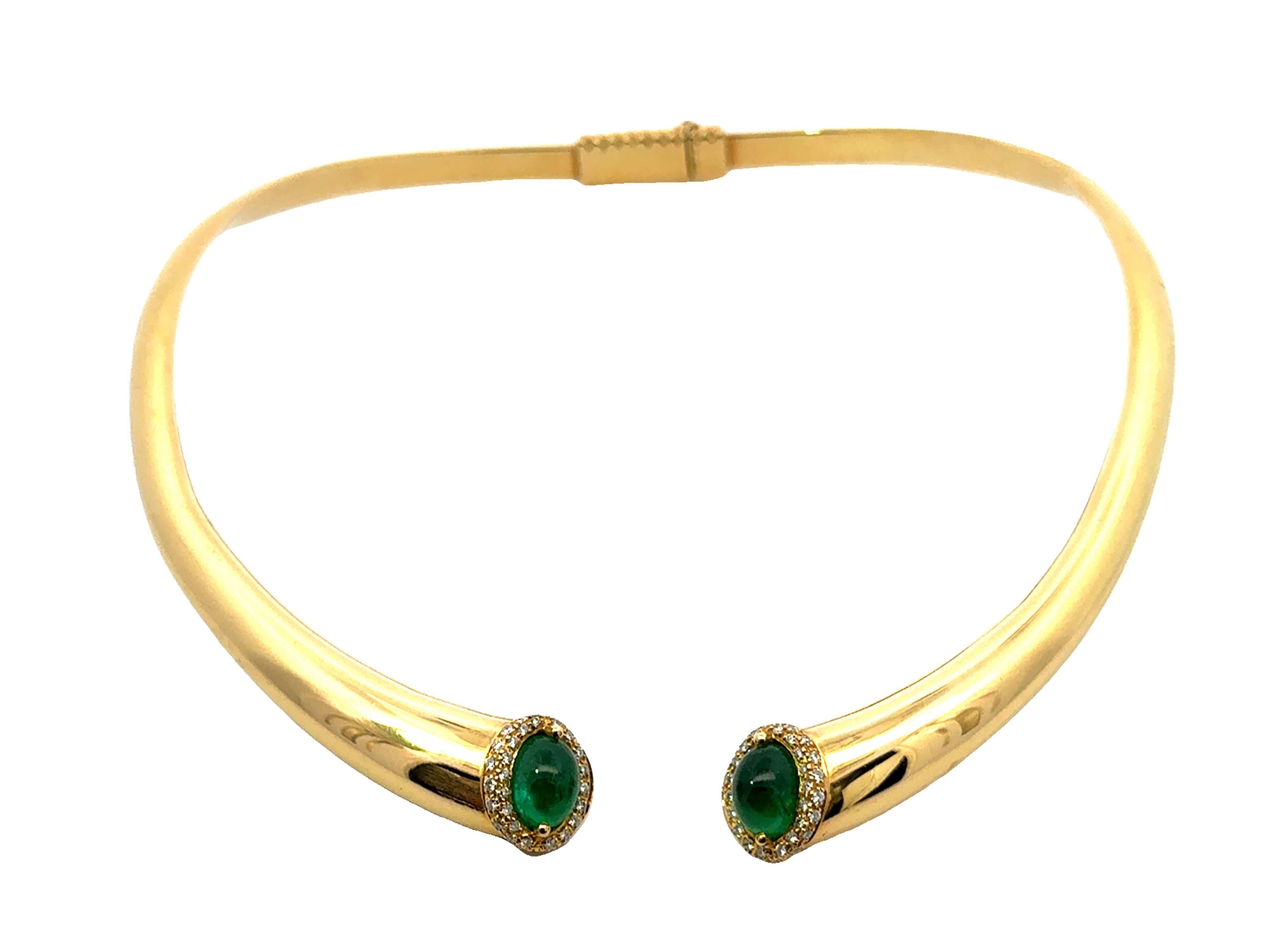 Collana aperta con diamante smeraldo in oro giallo 18k Italia in vendita 3