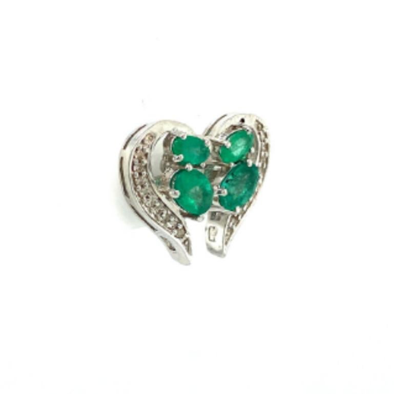Art Deco Emerald Diamond Paisley Stud Earrings in 925 Sterling Silver for Her For Sale