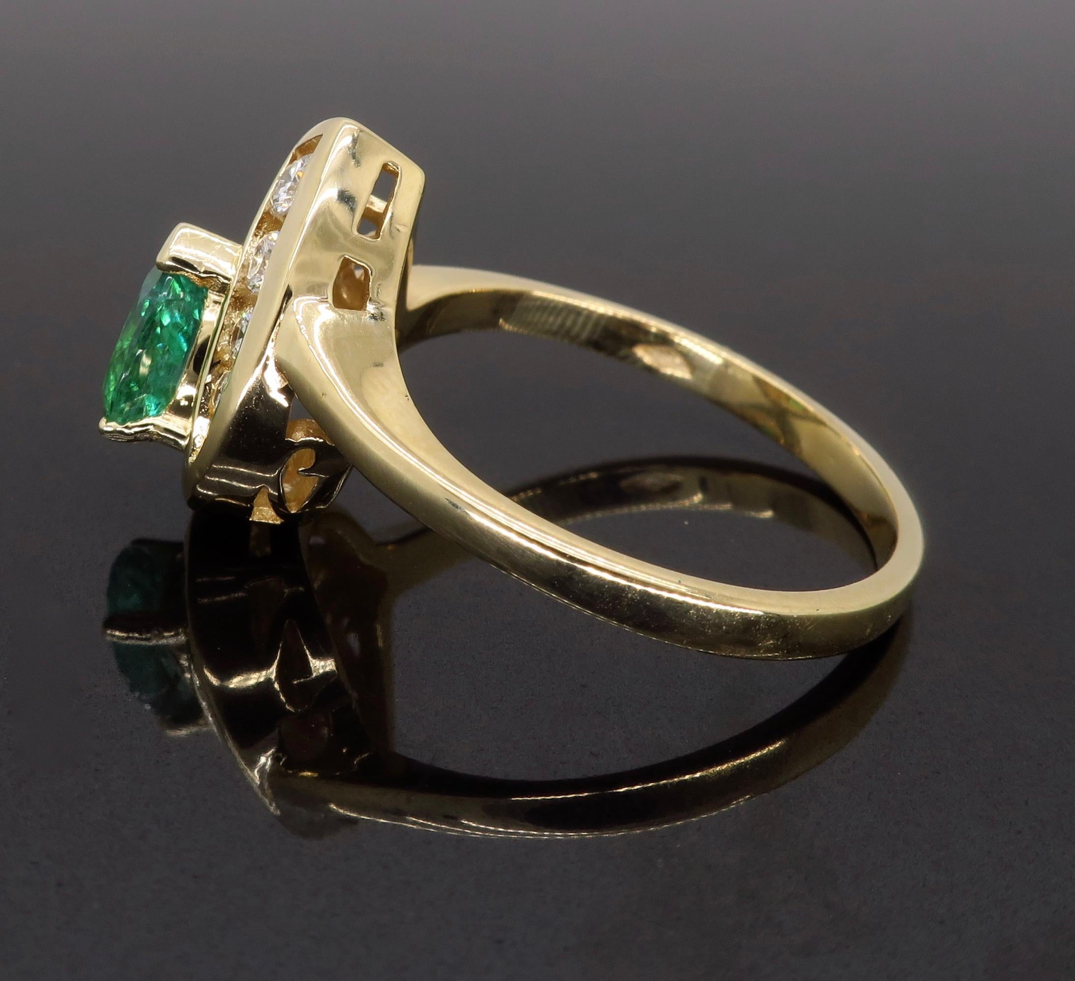 Emerald and Diamond Pear Shaped Ring 1