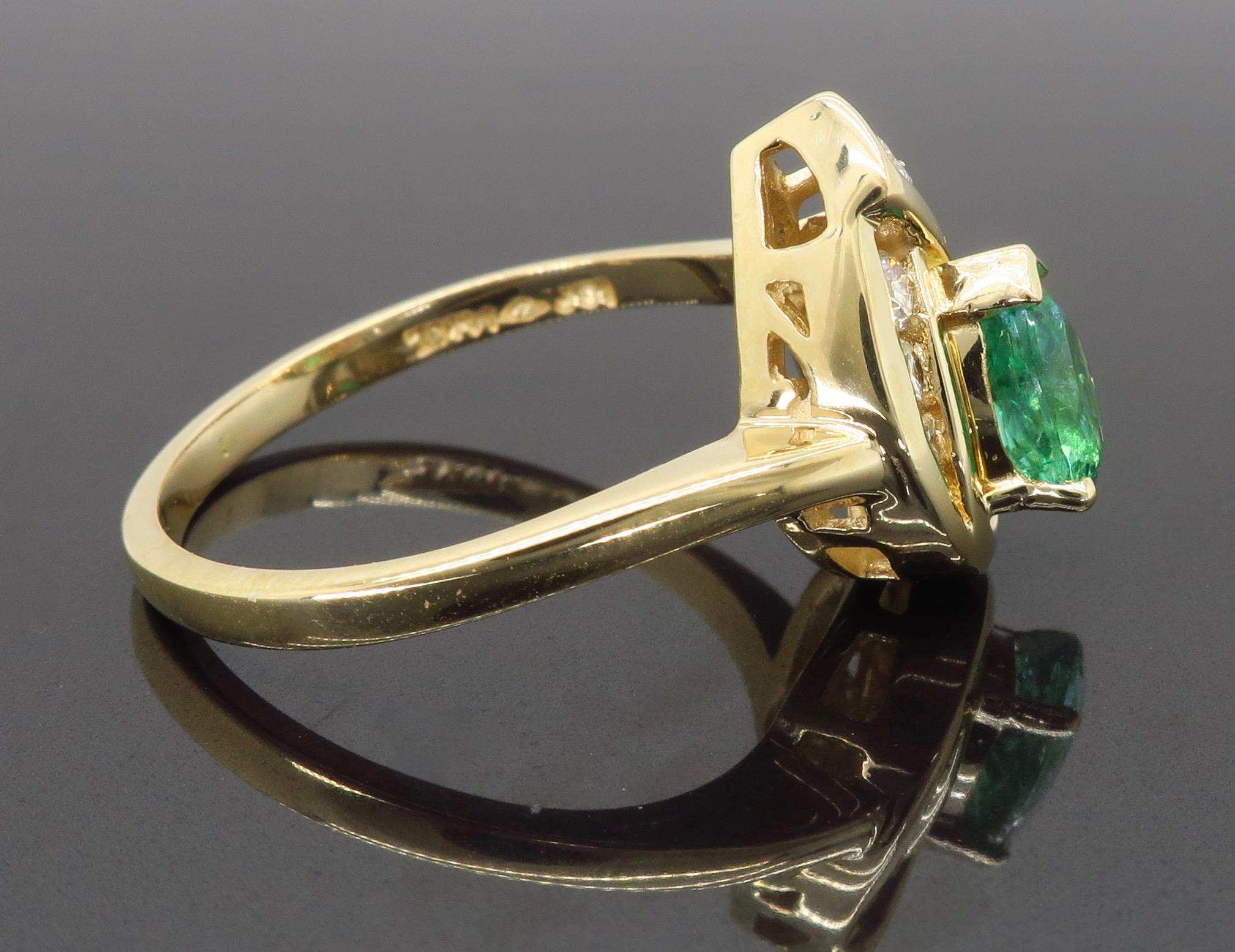 Emerald and Diamond Pear Shaped Ring 3