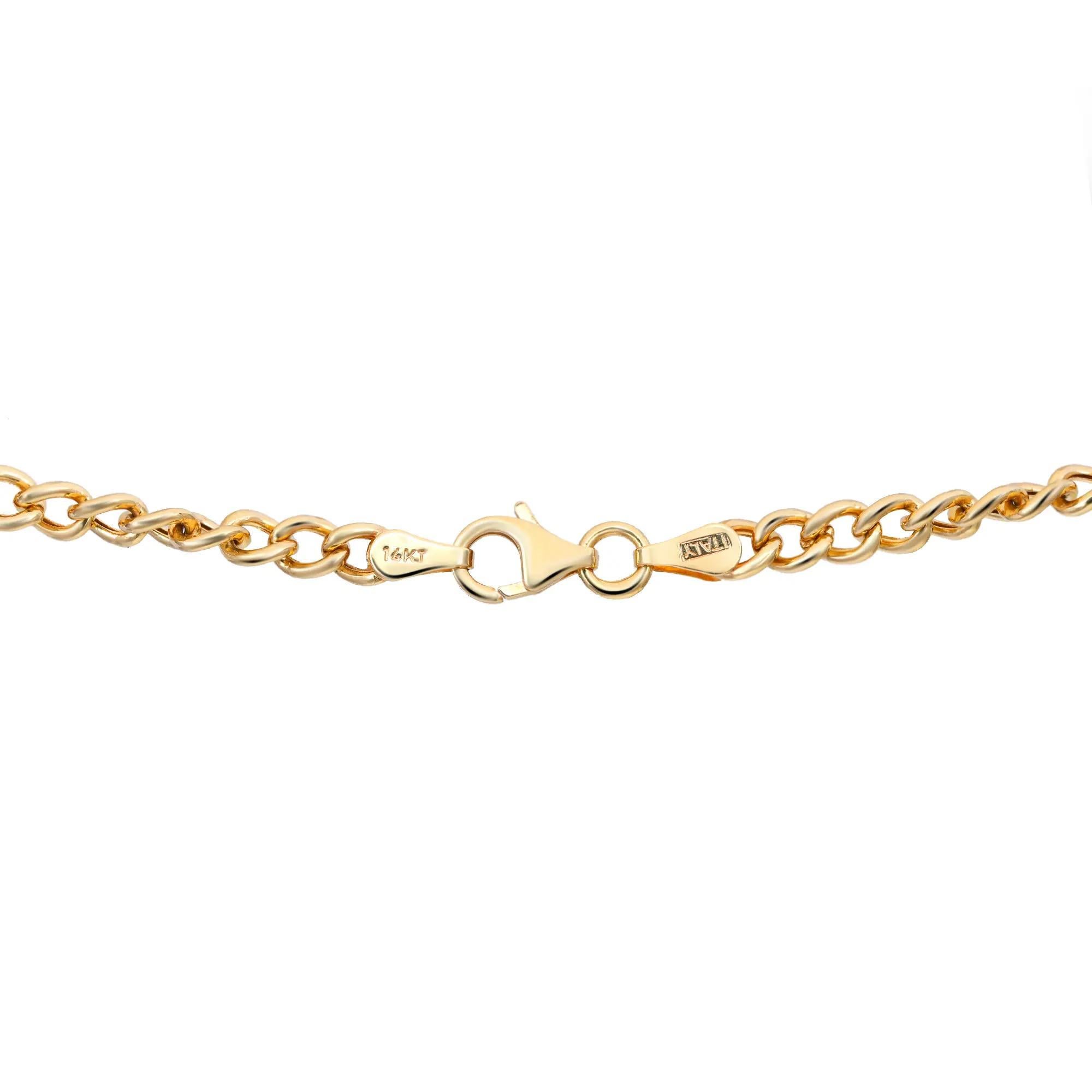 Women's Emerald & Diamond Pendant Cuban Chain Necklace 14K Yellow Gold For Sale
