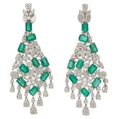 Emerald & Diamond Pendant Earrings