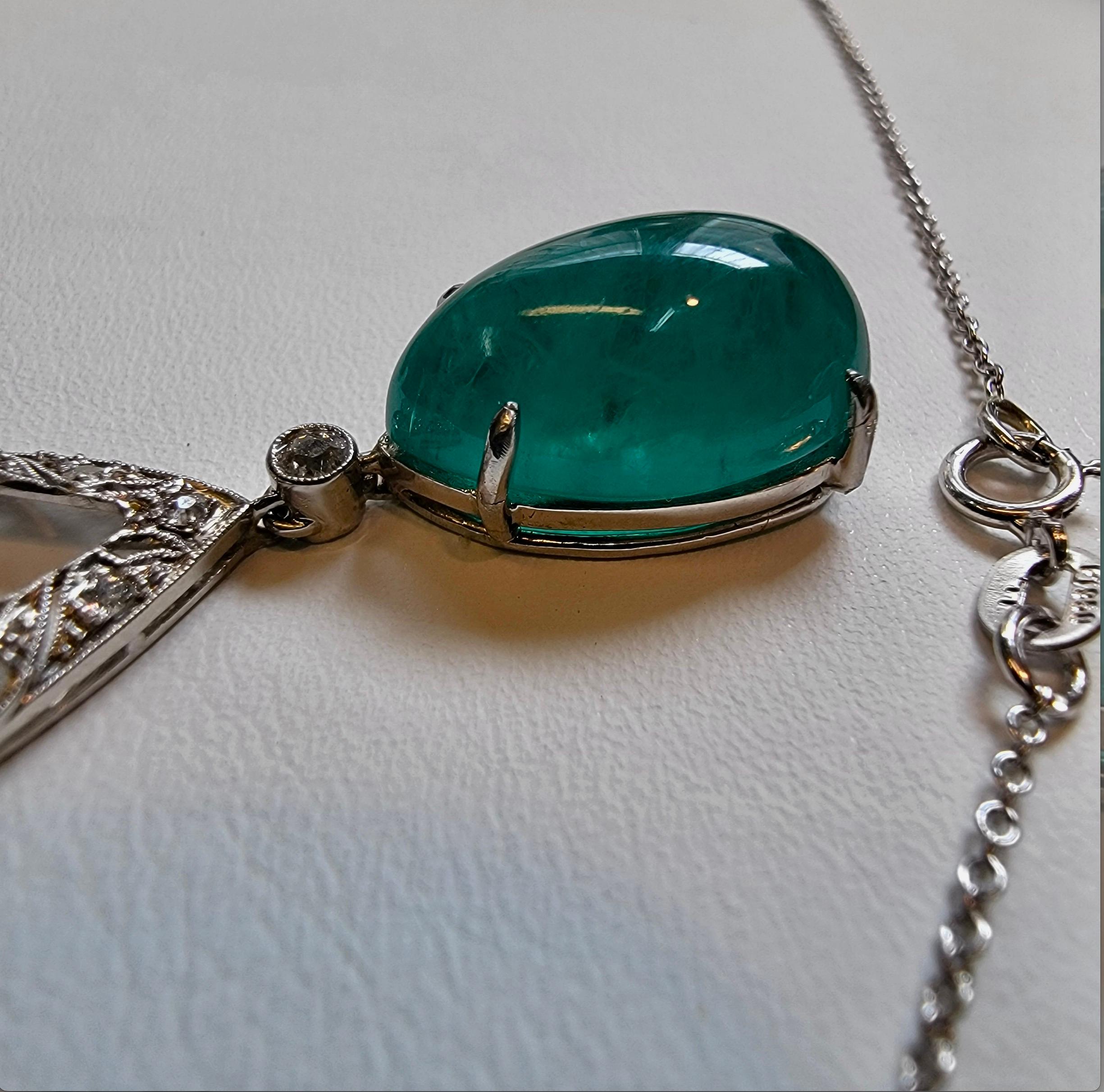 Mid-20th Century Emerald & Diamond Pendant