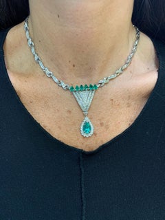 Emerald & Diamond Pendant Necklace
