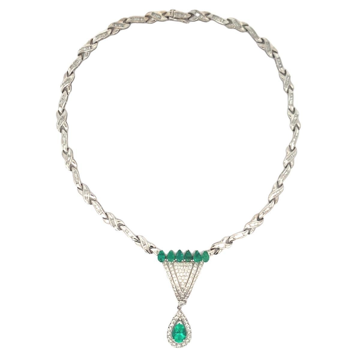 Emerald & Diamond Pendant Necklace