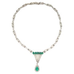 Used Emerald & Diamond Pendant Necklace