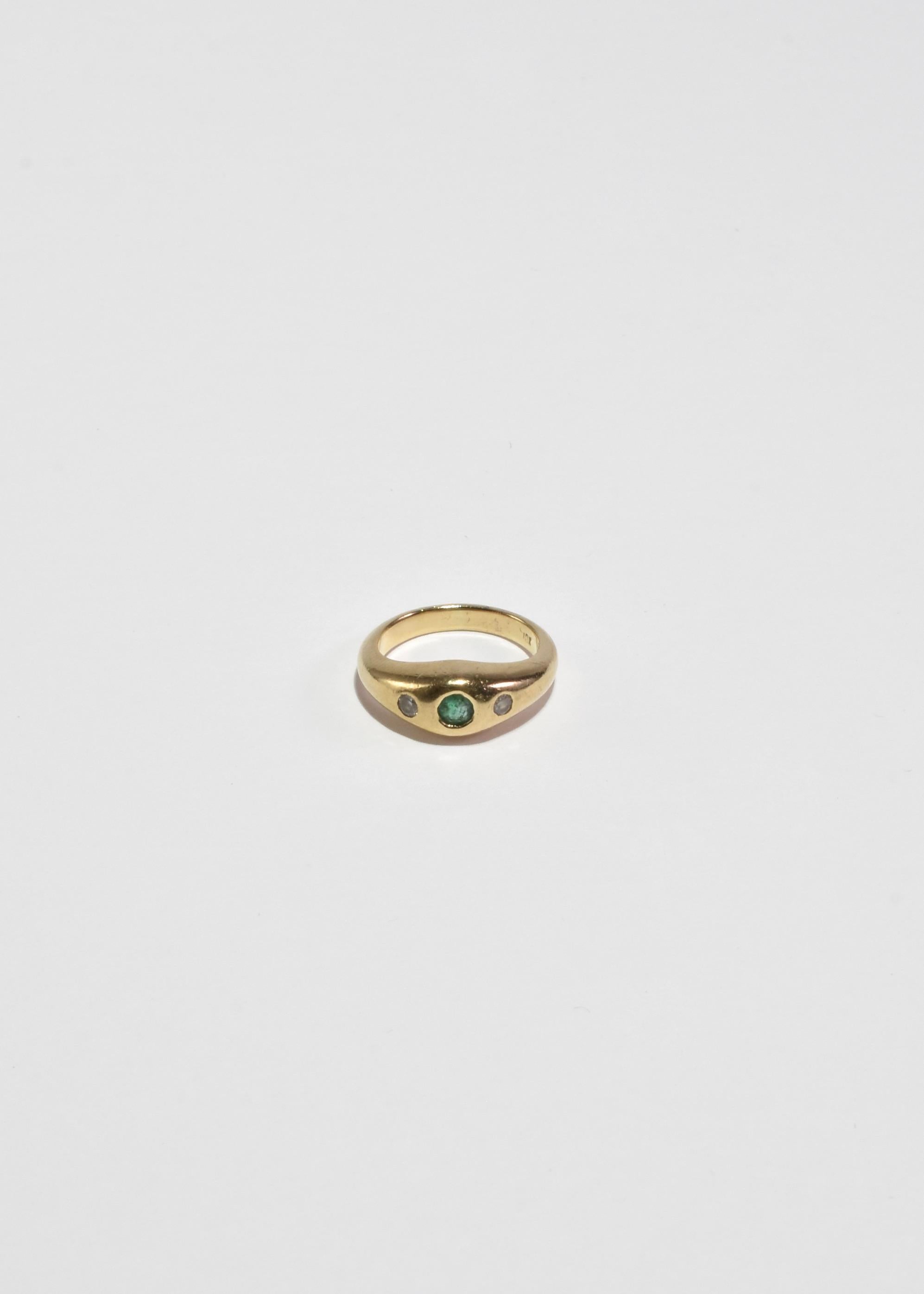 Emerald Cut Emerald Diamond Pinky Ring