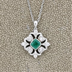 Emerald Diamond Platinum Clover Pendant