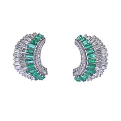 Emerald Diamond Platinum Cocktail Earrings