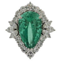 Emerald Diamond Platinum Cocktail Ring
