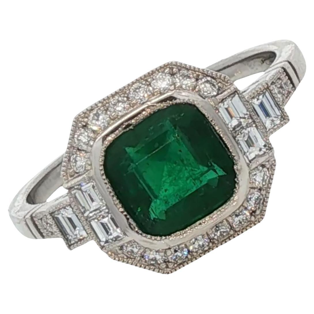 Smaragd Diamant Platin Cocktail Ring Neu