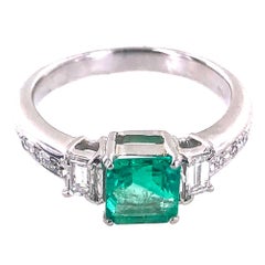 Emerald Diamond Platinum Estate Ring