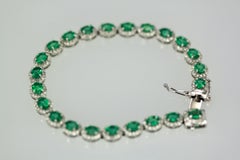 Emerald Diamond Platinum Link Bracelet 8.84 Carats