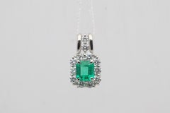 Emerald Diamond Platinum Pendant